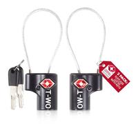 OW-Travel Lucchetto TSA Cavo con Chiave per Valigie, Bagagli da Viaggio. Lucchetto Filo Acciaio Piccolo con Chiave per Armadietto Palestra. Lucchetti TSA USA Nero 2 Pezzi
