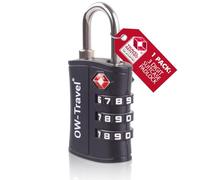 OW-Travel Lucchetto Valigia Aereo TSA (Nero 1) Lucchetto TSA 3 Cifre in Plastica ABS per Valigie Bagagli da Viaggio. Lucchetti per Valigie Americano. Serratura USA Codice per Armadietto Zaino