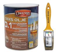 OWATROL® D1 - Olio saturatore trasparente opaco, Impregnate per legno, Protezione a lunga durata, per uso esterno e interno - Made in EU (1L + pennello)