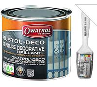 Owatrol DECO Vernice protettiva, Primer antiruggine, Smalto Decorativo, perfetto per Ferro (anche zincato), Legno, PVC, Plastica,Tegole. Finitura Lucida (0,75 Lt, Bianco RAL 9010)
