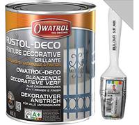 Owatrol DECO Vernice Smalto protettivo, Primer antiruggine, perfetto per Ferro (anche zincato), Legno, PVC, Plastica, Tegole. Finitura Lucida (2,5 Lt, Bianco RAL 9010)
