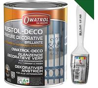Owatrol DECO Vernice Smalto protettivo, Primer antiruggine, perfetto per Ferro (anche zincato), Legno, PVC, Plastica, Tegole. Finitura Lucida (2,5 Lt, Verde RAL 6005)