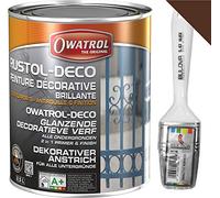 Owatrol DECO Vernice Smalto protettivo, Primer antiruggine, perfetto per Ferro (anche zincato), Legno, PVC, Plastica, Tegole. Finitura Lucida (2,5 Lt, Marrone RAL 8028)