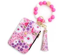 OWDONGC Portafoglio da donna in stile bohémien, con portachiavi, braccialetto da polso con tasca porta carte di credito con decorazione con nappe in rilievo, Rosso rosato, M, gotico