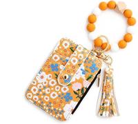 OWDONGC Portafoglio da donna in stile bohémien, con portachiavi, braccialetto da polso con tasca porta carte di credito con decorazione con nappe in rilievo, Giallo, M, gotico