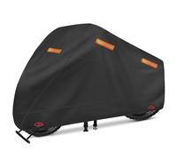 OWEEIO Copertura per moto, ispessita, 600D, resistente, impermeabile, per esterni, universale, con fori di bloccaggio e custodia (nero, 294,6 x 104,1 x 127 cm)