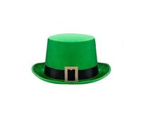 Owegvia Cappello a cilindro da leprechaun verde, deluxe, con fibbia dorata, per uomo e donna, accessorio per costume per Halloween, Natale, cosplay di San Patrizio (verde militare, L)