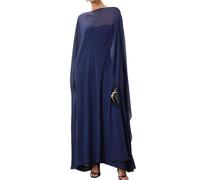 Owegvia Mantello lungo da donna in chiffon, mantello alto e basso, mantello in rete trasparente, poncho top fluido, capelets coprono, Blu scuro, Etichettalia unica