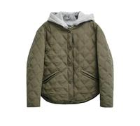 OWEIEYEU Giacca da donna finta in due pezzi con cappuccio a maniche lunghe con motivo a rombi in cotone casual da indossare tutti i giorni, Esercito En8, S