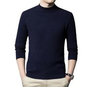 OWEIEYEU Maglione da uomo in cashmere con collo a lupetto, a maniche lunghe, pullover in maglia aderente, maglione caldo, Marina Militare, 4XL