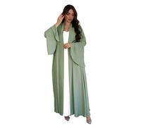 OWEIEYEU Musulmano Open Kimono Abaya per le donne marocchine Manica Arabo Dubai Turchia Morbido Golfo Robe, Gn8 Abaya, L