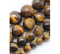 OWEIEYEU Naturale Sfaccettato Giallo Occhio di Tigre Pietra Rotonda Perle Allentate Per Il Braccialetto Collana Gioielli Fare Giallo 10mm Circa 38beads