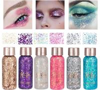 Owelth 6 Colori Gel Glitter Viso, Brillantini Body Trucco Make Up Gel, Glitter Corpo Capelli Unghie Occhi per Party Festival Festa Decorazione, Lunga Durata Scintillante