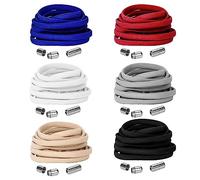 Owelth 6 Paia Lacci Scarpe Elastici, Lacci senza Nodo con Chiusura, Lacci Rotondo No Tie Shoelaces, Lacci Elastici per Scarpe Adulti Bambini per Scarpa da Ginnastica, Corsa, Casual