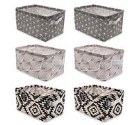 Owelth 6 Pezzi Cestini Portaoggetti Piccoli in Tessuto Lino, Impermeabile Scatola di Immagazzinaggio con Maniglie, Pieghevole Cestino Bagno Portaoggetti per Giocattoli, Cosmetico, 28 * 19 * 15cm