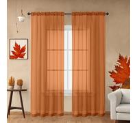 OWENIE Tende trasparenti arancioni 244 cm di lunghezza, eleganti tende trasparenti per camera da letto, finestra, voile traslucido, 2 pezzi, 106,7 cm di larghezza x 243,8 cm L