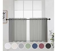 OWENIE Tende trasparenti grigie, lunghe 61 cm, 2 pannelli per finestra del bagno, tasca per asta, filtraggio della luce, tende velate per piccola cucina, lavanderia, camper, rimorchi da viaggio, 106 x