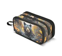 OWFKAY Astuccio a forma di orso nero per ragazzi e ragazze, grande capacità, con 3 scomparti, astuccio per matite per il rientro a scuola, organizer per cancelleria