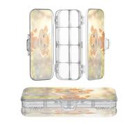 OWFKAY Astuccio con forniture Bella Tigre Plastica Trasparente Matite Box Organizer Pastelli Scatola di Immagazzinaggio Doppio Strato Portapenne per la Scuola