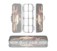 OWFKAY Astuccio con forniture Gesù con motivo pane in plastica trasparente scatola organizer pastello scatola portaoggetti doppio strato portapenne per la scuola