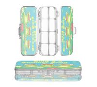 OWFKAY Astuccio con forniture rane che cantano scatola di plastica trasparente organizer pastello scatola portaoggetti doppio strato portapenne per la scuola