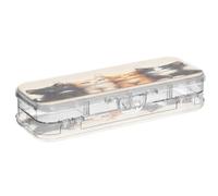 OWFKAY Astuccio con quattro gattini, in plastica trasparente, organizer per matite a doppio strato, portapenne per la scuola