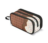 OWFKAY Astuccio per matite con gelato al cioccolato, per ragazzi e ragazze, grande capacità, con 3 scomparti, astuccio per matite per il rientro a scuola, organizer per cancelleria