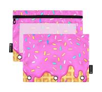 OWFKAY Astuccio per raccoglitori a 3 anelli, confezione da 2 - 3 fori con cerniera, con finestra trasparente, libreria con astronauta fiore pianeta, Libreria Astronauta Flower Planet, one sizex2