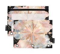 OWFKAY Astuccio per raccoglitori a 3 anelli, confezione da 2, 3 fori, con cerniera, con finestra trasparente, pianeti, stelle, nuvole, Pianeta Stelle Nuvole, one sizex2, Beauty case