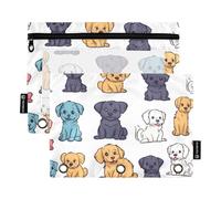 OWFKAY Astuccio per raccoglitori a 3 anelli, confezione da 2, 3 fori, con cerniera, con finestra trasparente, motivo cucciolo colorato, Motivo colorato con cuccioli, one sizex2, Beauty case