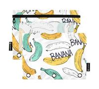 OWFKAY Astuccio per raccoglitori a 3 anelli, confezione da 2 - 3 fori con cerniera e finestra trasparente, motivo banane bianche verdi gialle, Bianco Verde Giallo Banane Pattern, one sizex2, Beauty