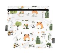 OWFKAY Astuccio per raccoglitori a 3 anelli, confezione da 2 - 3 fori con cerniera e finestra trasparente, motivo porcellino d'India, Motivo porcellino d'india, one sizex2, Beauty case
