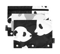 OWFKAY Astuccio per raccoglitori a 3 anelli, confezione da 2 - 3 fori con cerniera e finestra trasparente - Panda Bear, Panda Bear, one sizex2, Beauty case