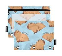 OWFKAY Astuccio per raccoglitori a 3 anelli, confezione da 2 - 3 fori con cerniera e finestra trasparente, motivo Capybara I Am So Tired, Capybara I Am So Tired Pattern, one sizex2, Beauty case