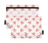 OWFKAY Astuccio per raccoglitori a 3 anelli, confezione da 2 - 3 fori con cerniera e finestrella trasparente, grazioso maialino, Carino Piggy Cool, one sizex2, Beauty case