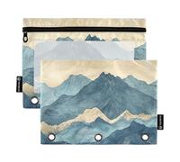 OWFKAY Astuccio per raccoglitori a 3 anelli, confezione da 2 - 3 fori con cerniera e montagne trasparenti per lavaggio finestra, Lavare le montagne, one sizex2, Beauty case