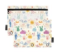 OWFKAY Astuccio per raccoglitori a 3 anelli, confezione da 2 - 3 fori per raccoglitori con cerniera con finestra trasparente, motivo graffiti infantili, Simpatico motivo graffiti infantile, one sizex2