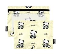 OWFKAY Astuccio per raccoglitori a 3 anelli, confezione da 2 - 3 fori per raccoglitori con cerniera con finestra trasparente - Panda Bear 3, Panda Bear 3, one sizex2, Beauty case
