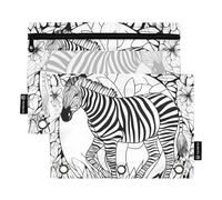 OWFKAY Astuccio per raccoglitori a 3 anelli, confezione da 2 - 3 fori per raccoglitori con cerniera e finestra trasparente, motivo zebrato, Zebra, one sizex2, Beauty case