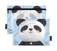 OWFKAY Astuccio per raccoglitori a 3 anelli, confezione da 2 pezzi, 3 fori con cerniera, con finestra trasparente, divertente panda, Divertente Panda Bear, one sizex2, Beauty case