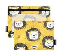 OWFKAY Astuccio per raccoglitori a 3 anelli, confezione da 2 sacchetti con cerniera a 3 fori, con finestra trasparente, cute_Little_Lion, Cute_little_lion, one sizex2, Beauty case