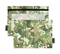 OWFKAY Astuccio per raccoglitori a 3 anelli, confezione da 2 sacchetti con cerniera a 3 fori con finestra trasparente, motivo rana Gren 7, Gren Frog Pattern7, one sizex2, Beauty case