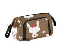 OWFKAY Astuccio portapenne di grande capacità, per scuola, università, ufficio, organizer per adolescenti, ragazze, adulti, studenti, animali, orso e coniglio, Orso Animale e Coniglio, Taglia unica