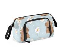 OWFKAY Astuccio portapenne di grande capacità, per scuola, università, ufficio, organizer per adolescenti, ragazze, adulti, studenti, motivo: piccola margherita Capybara, Modello Little Daisy Capybara