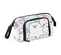 OWFKAY Astuccio portapenne di grande capacità, per scuola, università, ufficio, organizer per adolescenti, ragazze, adulti, studentesse - orso dei cartoni animati, Orsetto cartone animato., Taglia