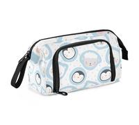 OWFKAY Astuccio portapenne di grande capacità, per scuola, università, ufficio, organizer per adolescenti, ragazze, adulti, studentesse, carino, orso polare, pinguino, pecore, Carino orso polare