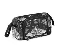 OWFKAY Astuccio portapenne di grande capacità, per scuola, università, ufficio, organizer per adolescenti, ragazze, adulti, studenti, tarme bianche e nere, Falene bianche e nere, Taglia unica, Beauty