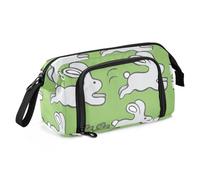 OWFKAY Astuccio portapenne di grande capacità, per scuola, università, ufficio, organizer per adolescenti, ragazze, adulti, studenti, coniglietto su sfondo verde, Coniglietto su Verde, Taglia unica