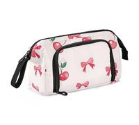 OWFKAY Astuccio portapenne di grande capacità, per scuola, università, ufficio, per adolescenti, ragazze, adulti, studenti, motivo con fiocco di ciliegia, Motivo con fiocco di ciliegi, Taglia unica