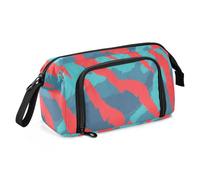 OWFKAY Astuccio portapenne di grande capacità, per scuola, università, ufficio, per adolescenti, ragazze, adulti, studenti, motivo tigre rossa e blu, Motivo tigre rossa e blu, Taglia unica, Beauty